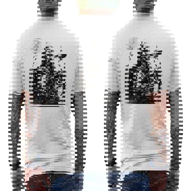 犬がドラムを叩く 長袖tシャツ メンズTシャツ バックプリント