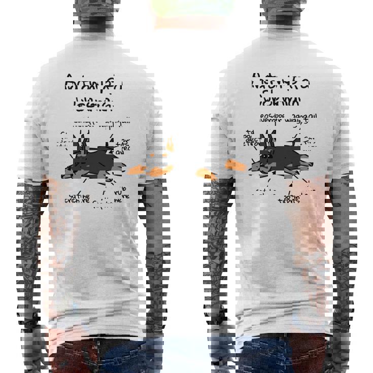 犬の解剖学ドーベルマン犬 長袖tシャツ メンズTシャツ バックプリント