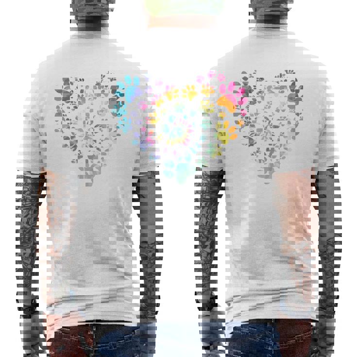 バックプリント 犬の足跡 犬 ペット 足跡 プリント メンズTシャツ バックプリント