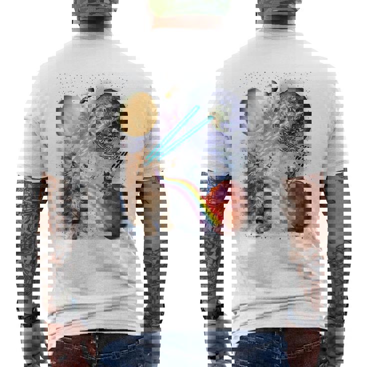 猫 ねこ 宇宙 惑星 メンズTシャツ バックプリント