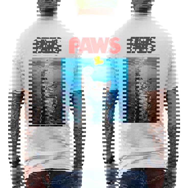 猫 ねこ 海 Paws アヒル メンズTシャツ バックプリント