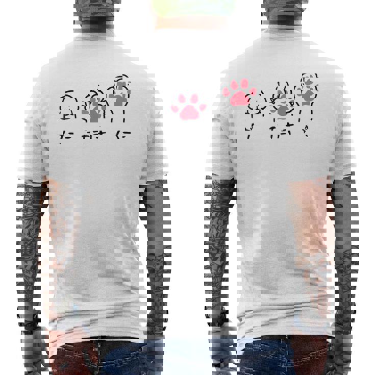 猫 ねこ 足 肉球 グー チョキ パー じゃんけんぽん おもしろ 面白い かわいい 猫飼い 猫好き メンズTシャツ バックプリント