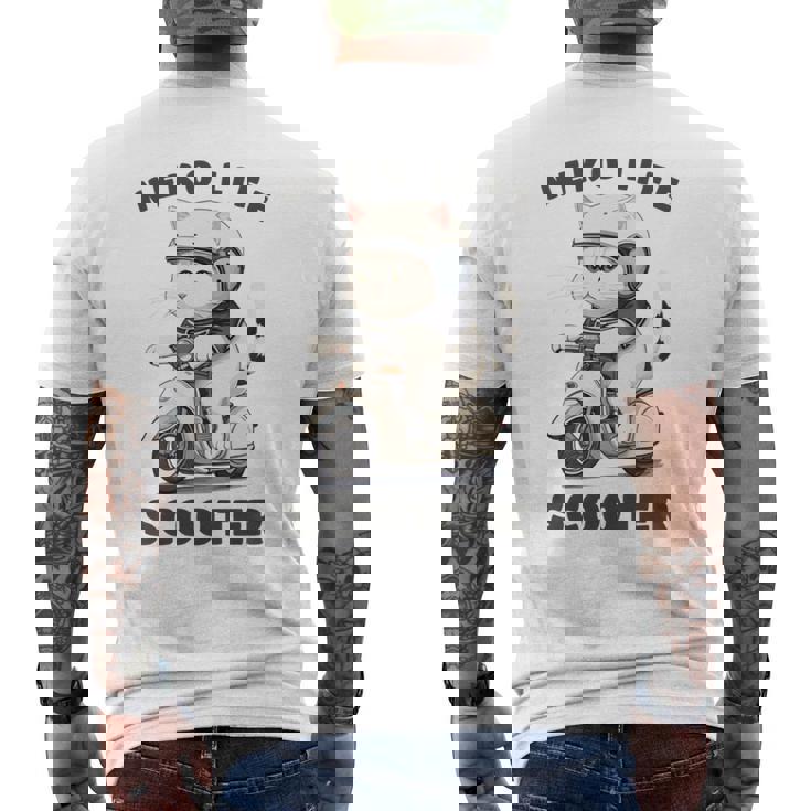 猫 ネコ 白猫 イラスト 原付 スクーター バイク 猫好き バイク好き かわいい おもしろ レトロ Neko Life 長袖tシャツ メンズTシャツ バックプリント