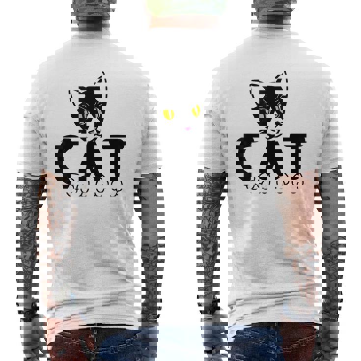 猫 子猫 ハチワレ モノトーン 白 黒 かわいい ユニーク メンズTシャツ バックプリント