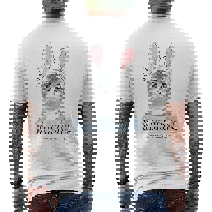 猫 面白い ネコ 可愛い うさぎ 猫好きにお勧め うさ耳ねこ メンズTシャツ バックプリント