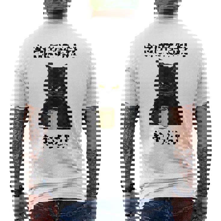 猫「やればできるけどやらない」文字入り おもしろ 筆文字 面白い 服 面白い メンズTシャツ バックプリント