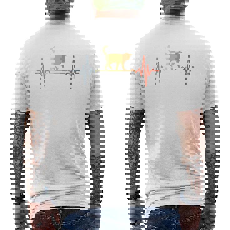 猫心電図心拍オールドスクールルックアニマル 長袖tシャツ メンズTシャツ バックプリント
