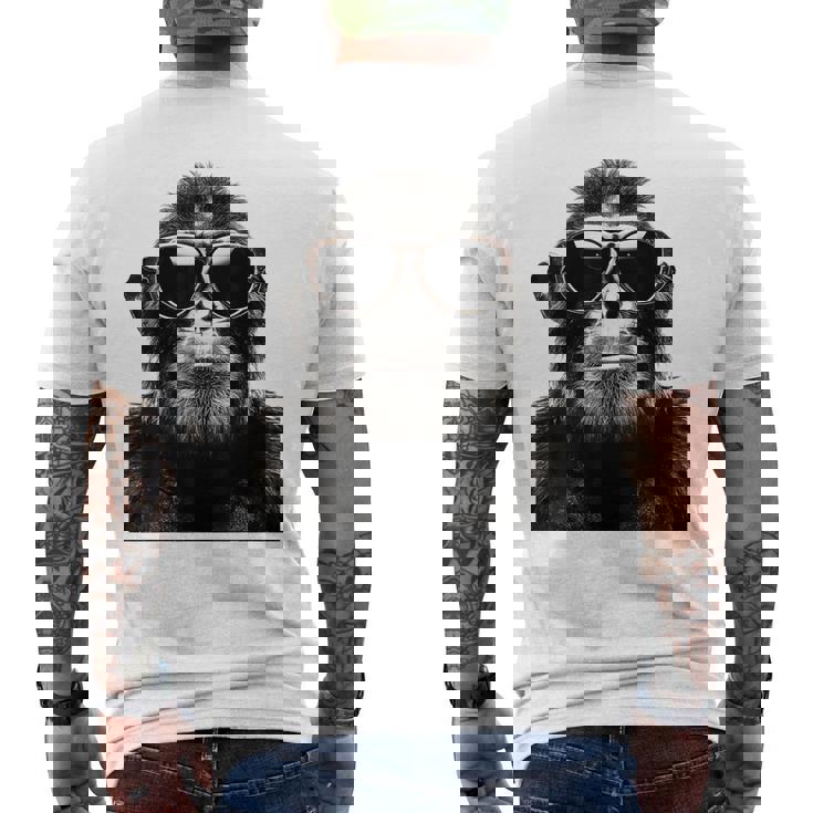 猿の恋人 アート 図面 動物 抽象 グラフィック 猿 メンズTシャツ バックプリント