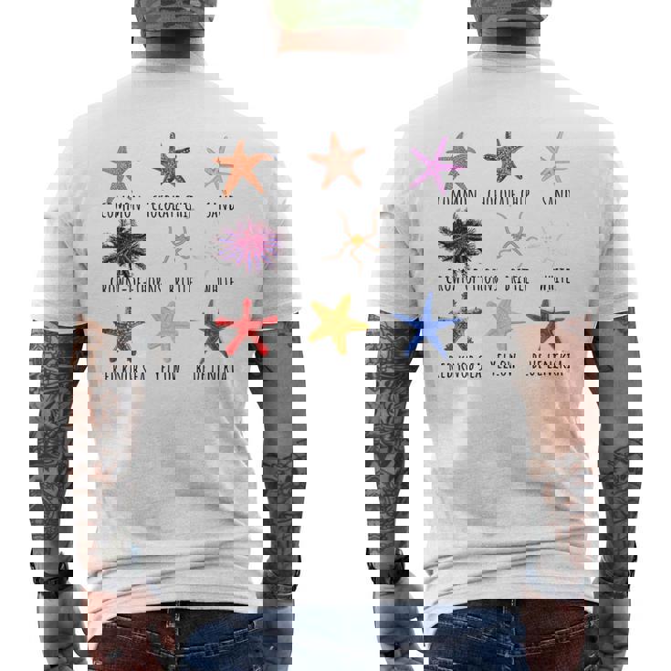 異なるタイプのヒトデの品種コレクション、かわいいヒトデ Lo メンズTシャツ バックプリント