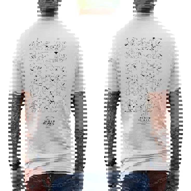 白柴たくさん かわいい柴犬 メンズTシャツ バックプリント