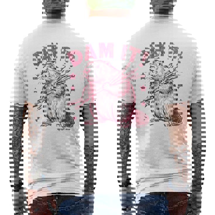 皮肉なビーバー メンズTシャツ バックプリント