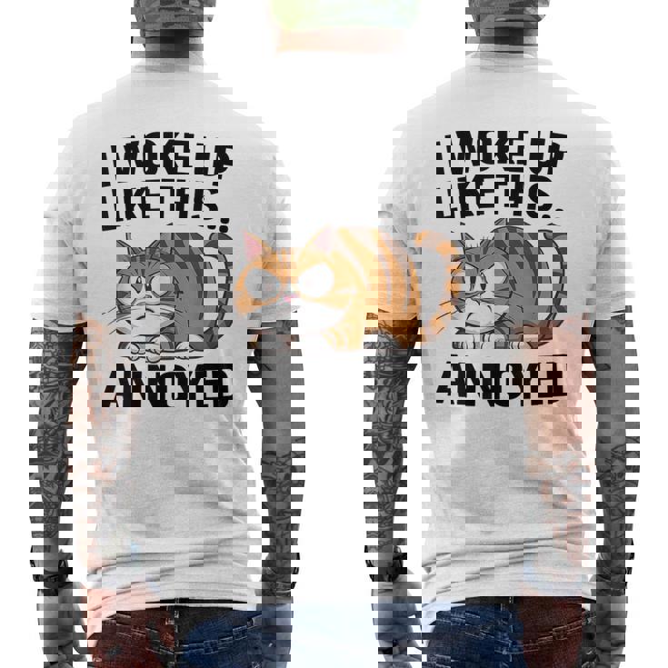 皮肉な猫好き 面白い 内向的 反社会的 不機嫌そうなキティ メンズTシャツ バックプリント