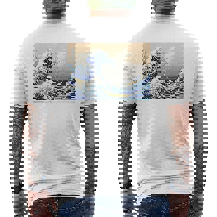 神奈川沖大波 北斎 日本美術 メンズTシャツ バックプリント