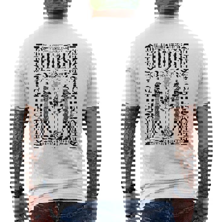 神聖幾何学科学 エジプト神アヌビス ホルスの目 メンズTシャツ バックプリント