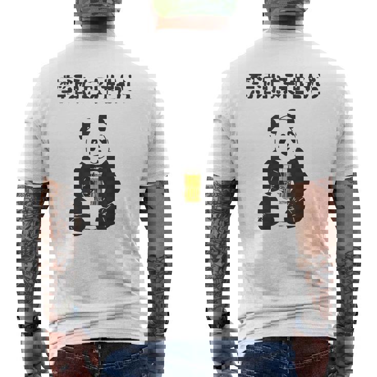 禁酒は来世から ネタ 酒好き お酒好き ビール好き 日本酒好き ハイボール好き ジョーク パンダ おもしろ メンズTシャツ バックプリント