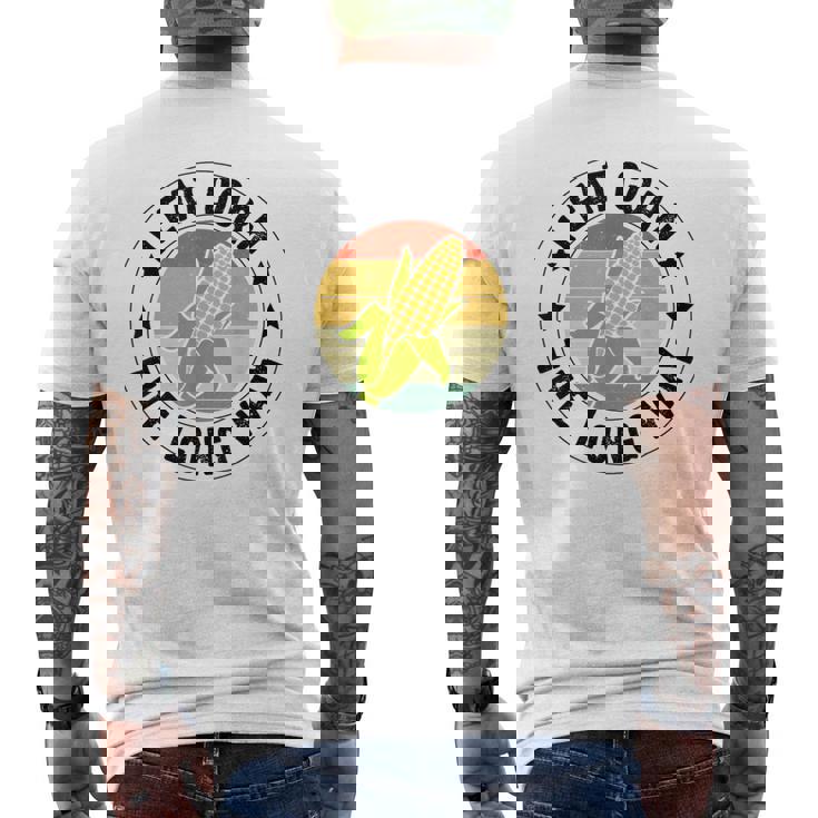 私はトウモロコシを食べます メンズTシャツ バックプリント
