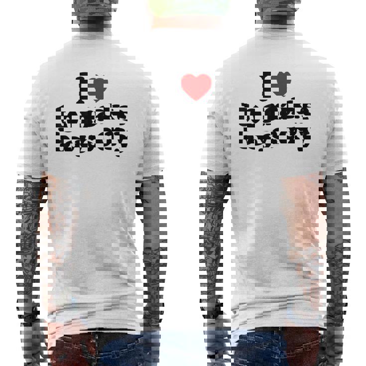 私は男の子を泣かせるのが大好き、男の子を泣かせるのは心 メンズTシャツ バックプリント