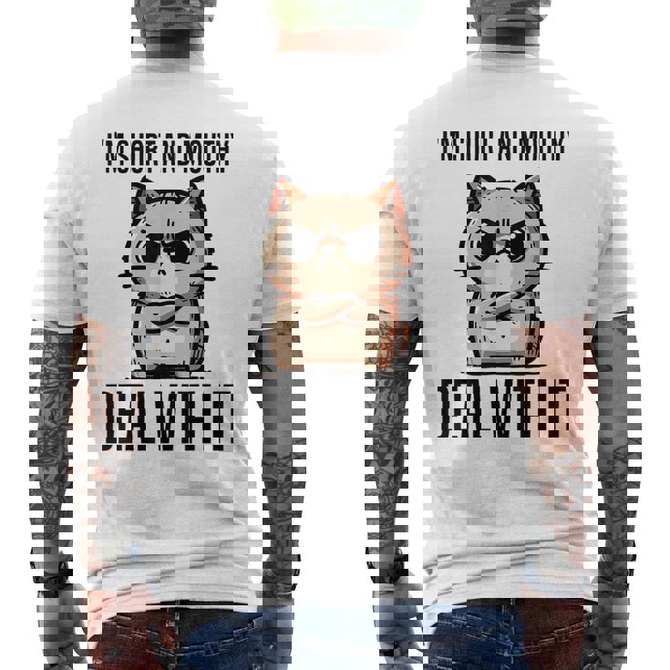 私は短気で口うるさいので、それを扱います。態度猫 メンズTシャツ バックプリント