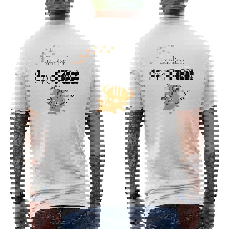 私は虎だ！ロア！ メンズTシャツ バックプリント