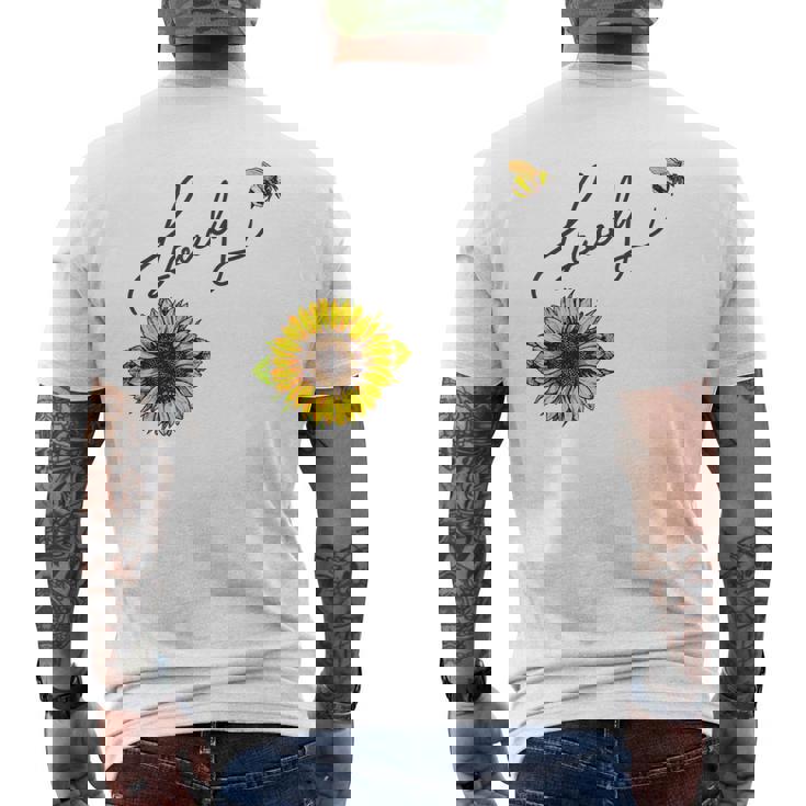 秋のひまわり マルハナバチ 面白いひまわり蜂 秋の愛 メンズTシャツ バックプリント