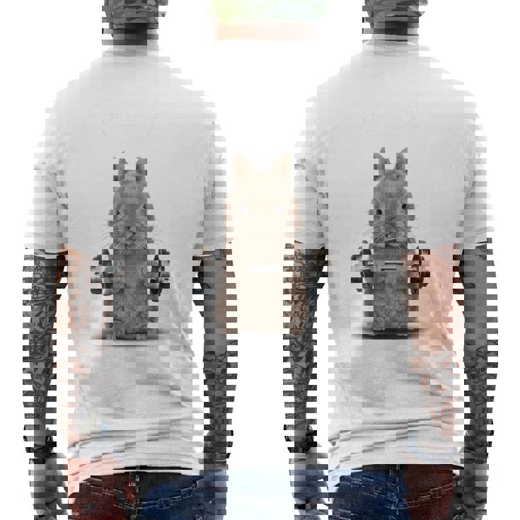 筋トレ ジム やる気がないなら家に帰れ ネザーランドドワーフ ウサギ ベージュ メンズTシャツ バックプリント