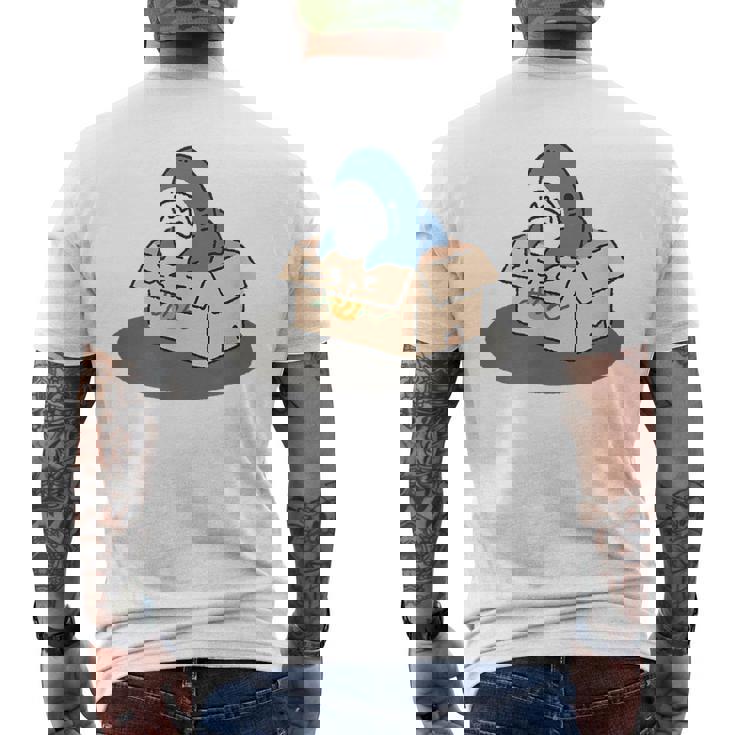 箱入りサメ メンズTシャツ バックプリント