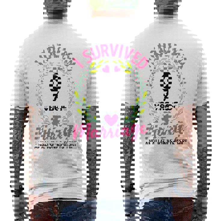 結婚9年 結婚9周年 メンズTシャツ バックプリント