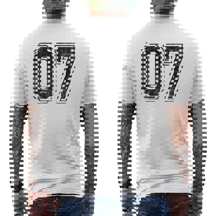 背中に07番 メンズTシャツ バックプリント