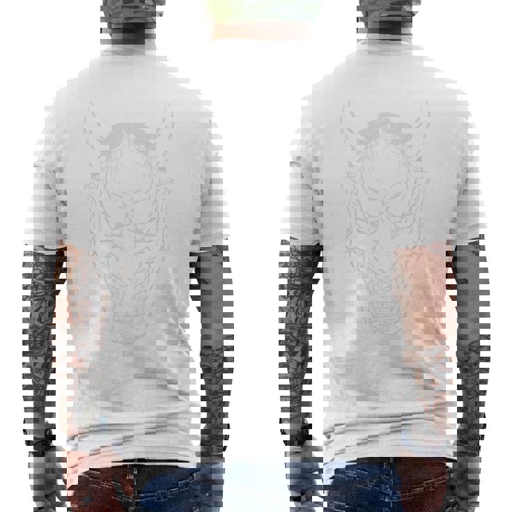 般若能面 – ブラックとホワイト メンズTシャツ バックプリント