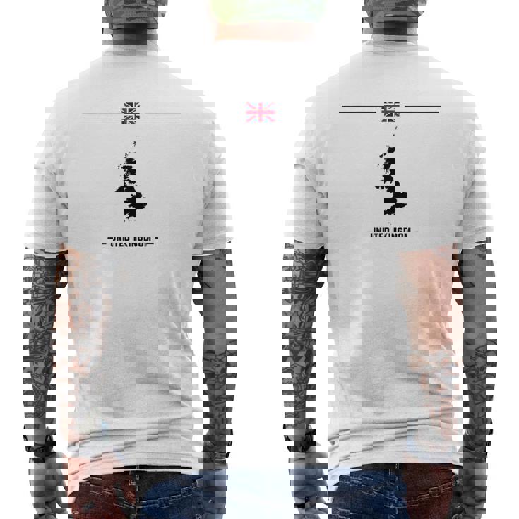 英国の国旗と地図と国の名前 イギリス メンズTシャツ バックプリント