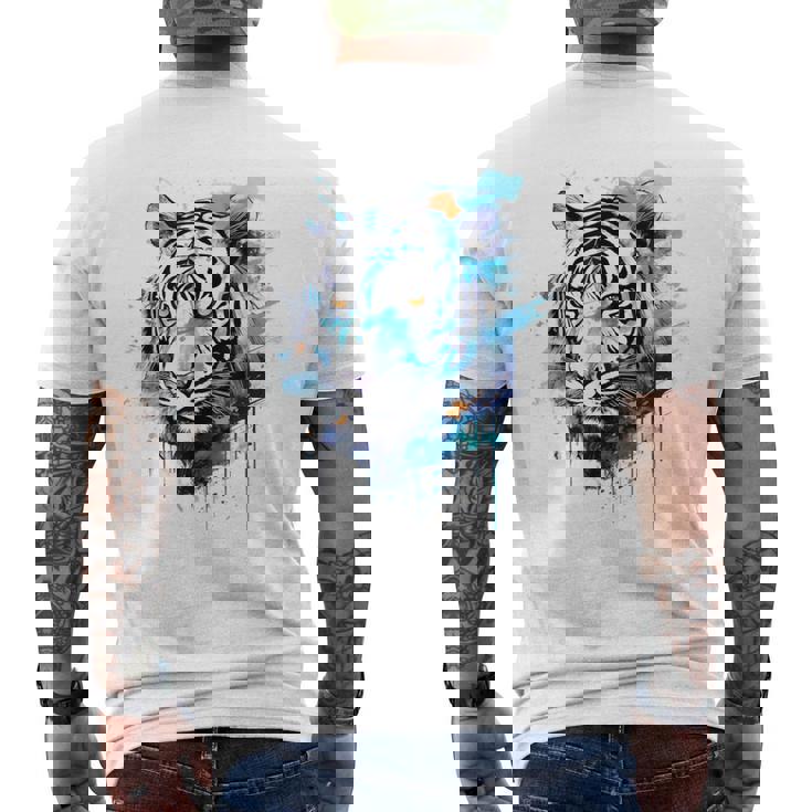 虎のアートワーク 動物園の動物 虎 メンズTシャツ バックプリント