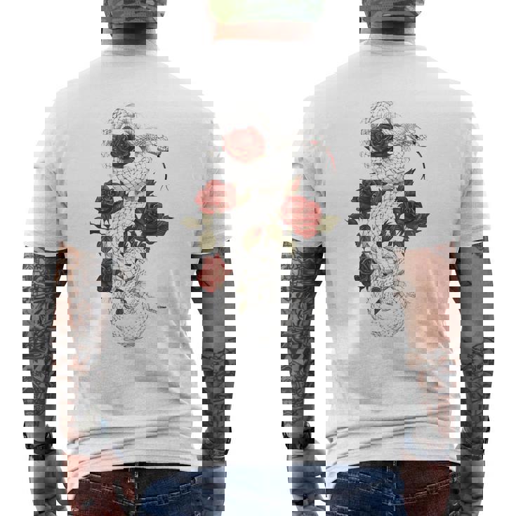 蛇爬虫類 蛇 バラ 花 爬虫類 ギフト メンズTシャツ バックプリント