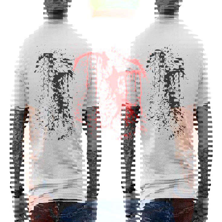 血まみれの傷 ハロウィンコスチューム 血はね けが ゾンビ メンズTシャツ バックプリント