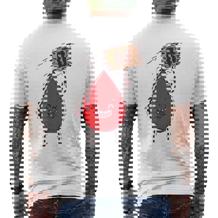 血液型 Ab 血液ドロップ シールドハート付き メンズTシャツ バックプリント