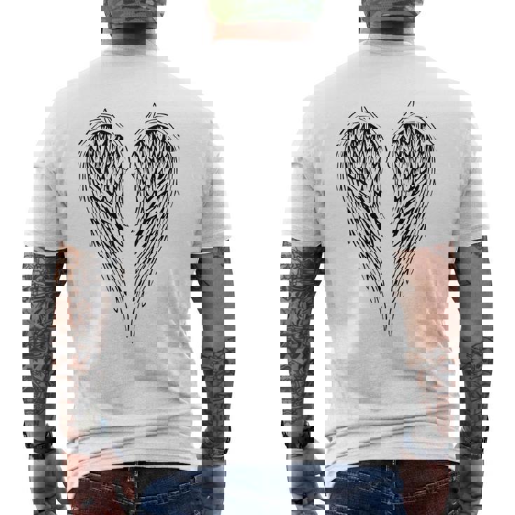 裏側の天使の羽 メンズTシャツ バックプリント
