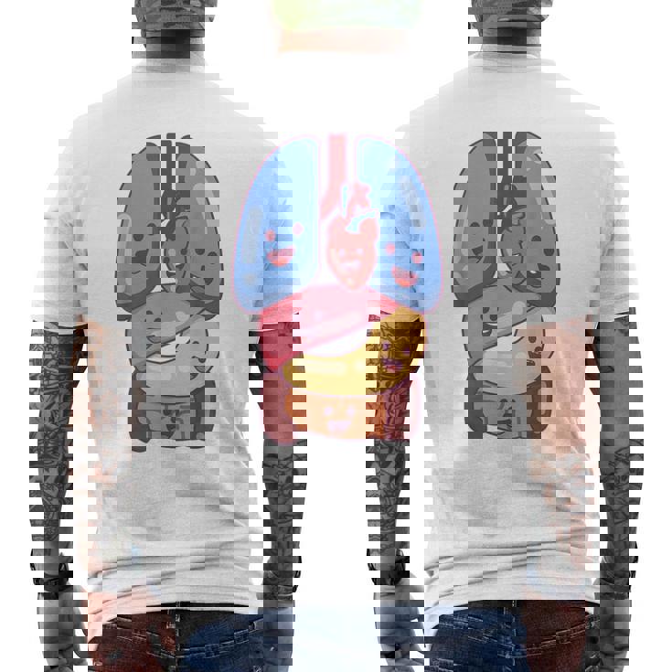 解剖学 生理学 心臓 肺 生命 器官 イラスト メンズTシャツ バックプリント