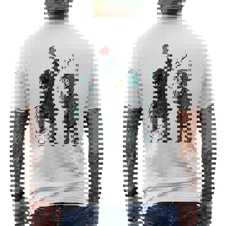 誕生日ボーイ、カメラマン、スピーカーマン、スキビディトイレ メンズTシャツ バックプリント