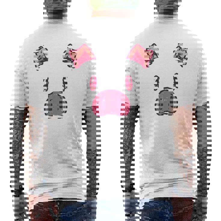 豚の顔 かわいいハロウィン 豚 動物 コスチューム メンズ レディース キッズ メンズTシャツ バックプリント