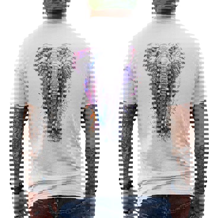 象 抽象画 モチーフ 動物 恋人 アート 象 メンズTシャツ バックプリント