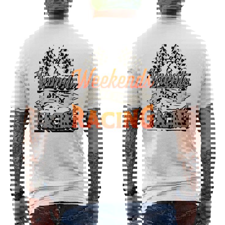 週末はレーシングカーレースモータースポーツ メンズTシャツ バックプリント
