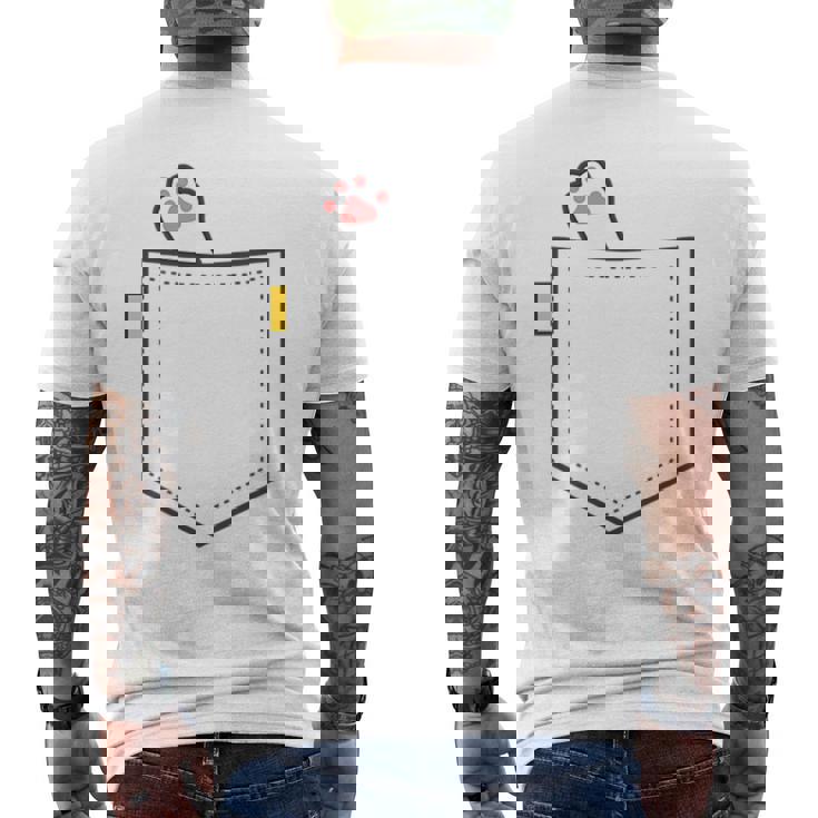 隠れネコ ねこ 猫 隠す 猫好き 猫の足 猫足 肉球 白猫 ワンポイント ポケット デザイン かわいい おもしろ メンズTシャツ バックプリント