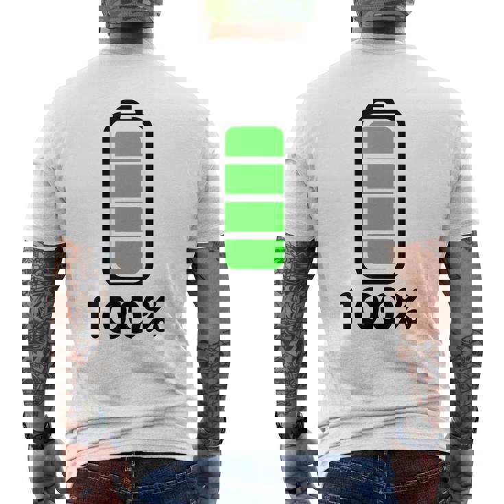 電池 100 フルバッテリー メンズTシャツ バックプリント