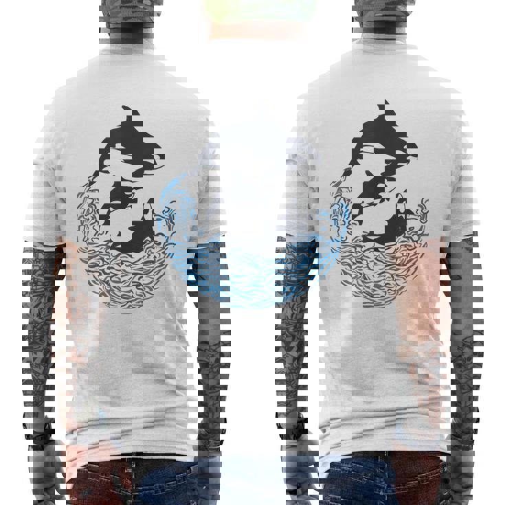 面白tシャツ シャチ 海 クジラ サメ おもしろ かわいい グッズ 服 ネタ メンズ オリジナル 夏 メンズTシャツ バックプリント