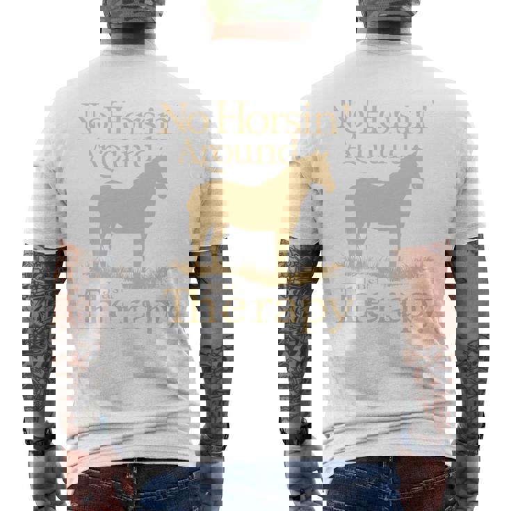 面白い 治療的 乗馬 馬 補助療法 ヒーリング 長袖tシャツ メンズTシャツ バックプリント