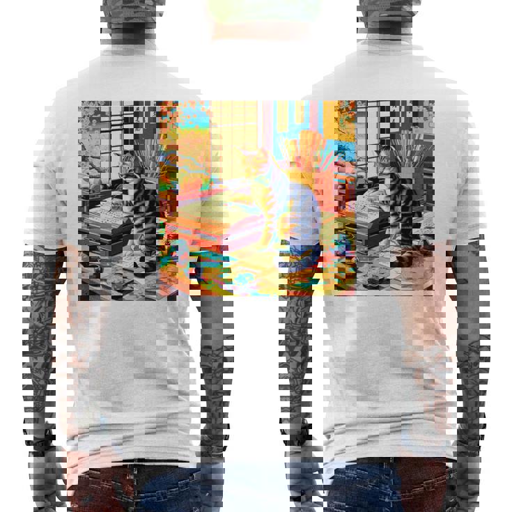 面白いtシャツ 猫 ネコ 読書 勉強 メンズ 猫好き グッズ おもしろ 面白い 服 ネタ 猫の下僕 浮世絵 長袖tシャツ メンズTシャツ バックプリント