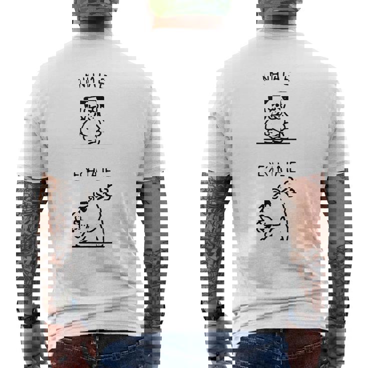 面白いtシャツ 面白いパグヨガのポーズ パグ好きなパグの飼い主さん メンズTシャツ バックプリント