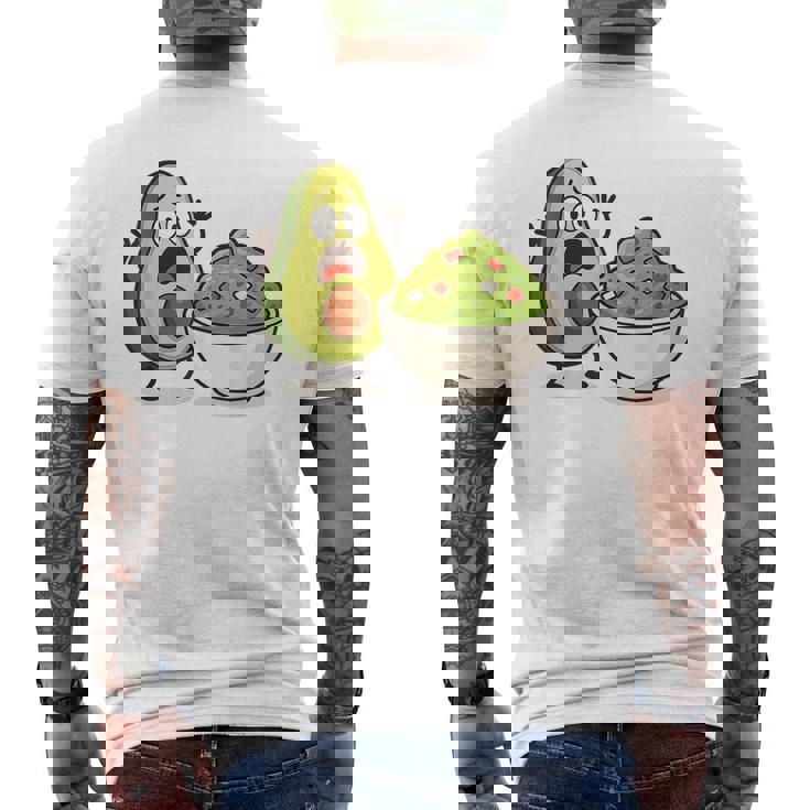 面白いアボカドワカモレ漫画パニック メンズTシャツ バックプリント