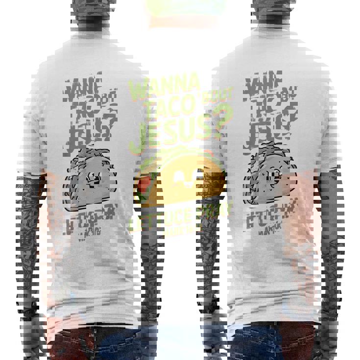 面白いクリスチャンタコス、Wanna Taco 'Bout Jesus メンズTシャツ バックプリント