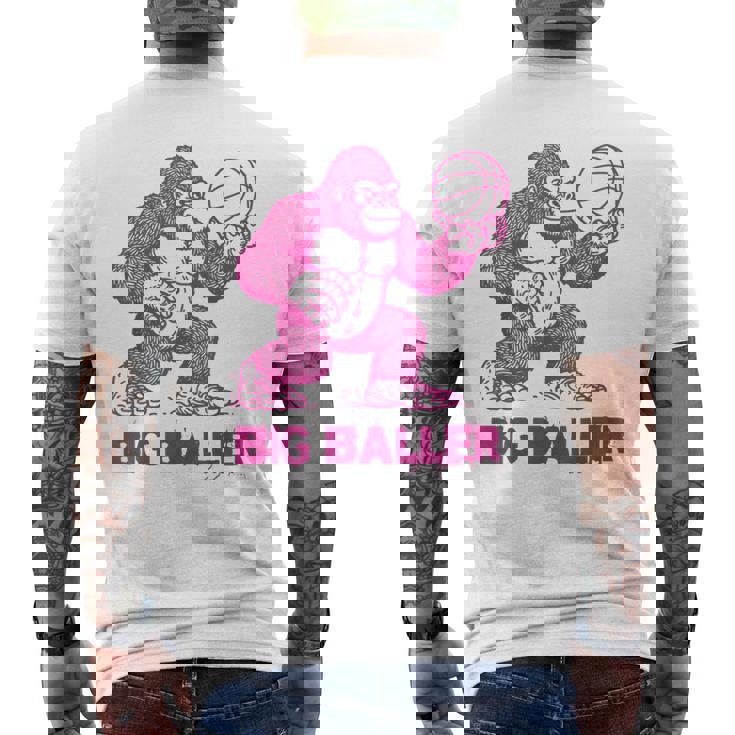 面白いゴリラ遊びバスケットボール ビッグボーラー マネースポーツ メンズTシャツ バックプリント