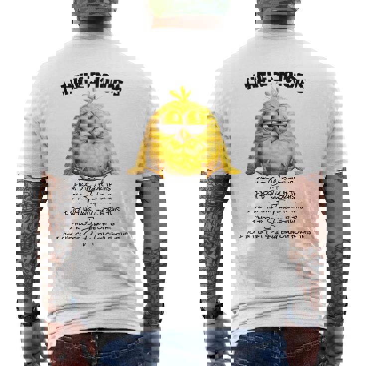 面白いチキンムード、I'm Too Old For This 鳥好きのデザイン。 メンズTシャツ バックプリント